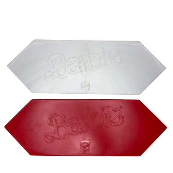 Vintage Mattel Barbie Plastic Box Covers Stands Plaque Plates Red White Holiday - Picture 1 of 5